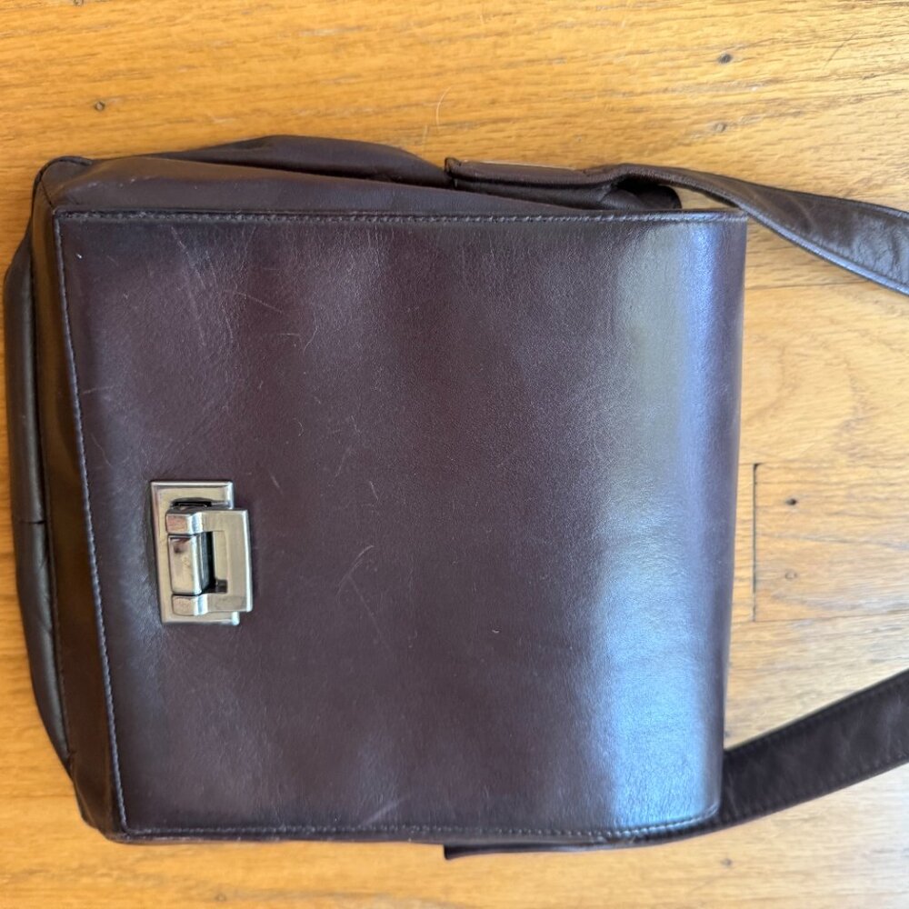 Perlina Crossbody Leather Purse Handbag Brown